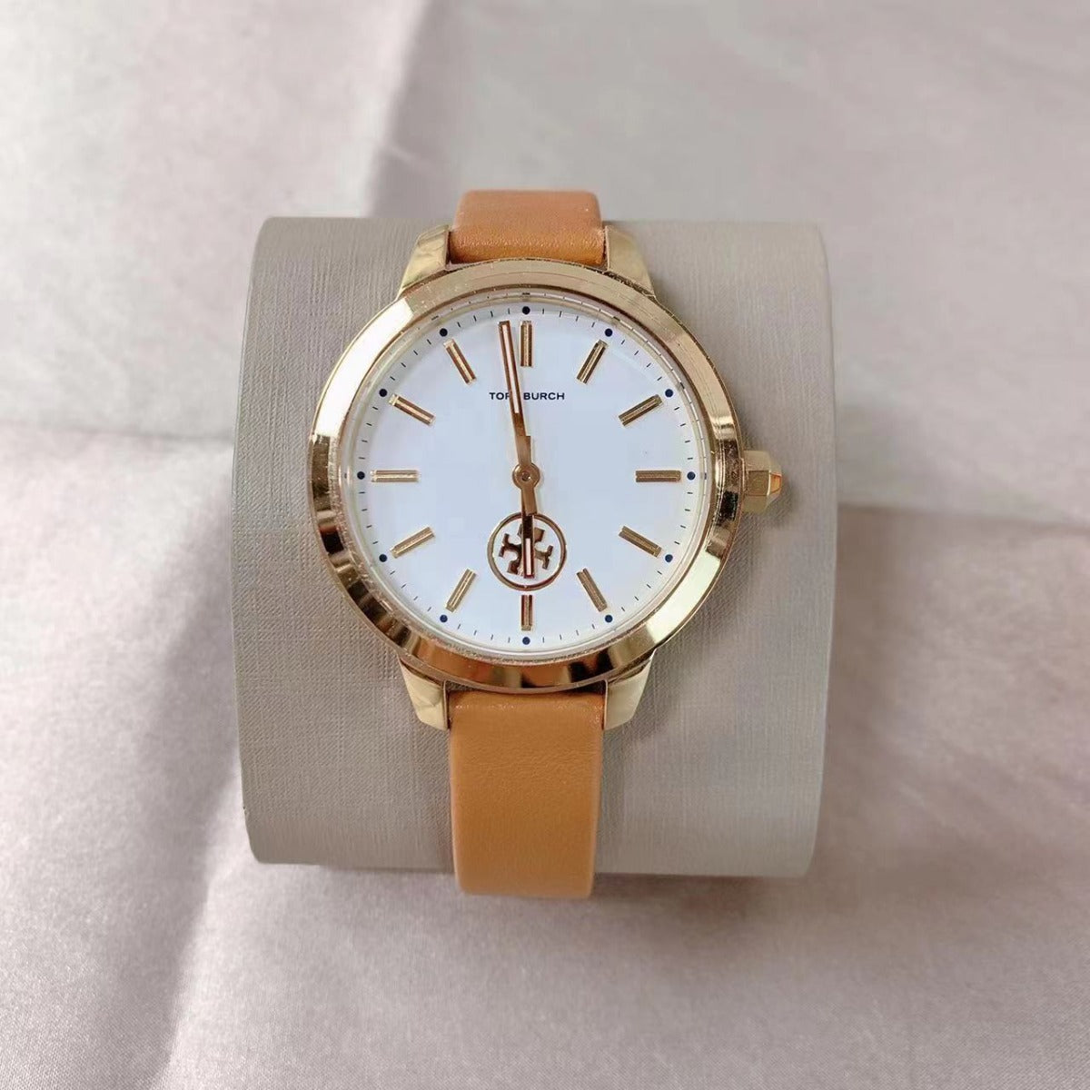 Tory Burch TBW1202 Collins Gold Tone Brown Luggage Leather Watch Tory Burch TBW1202 Collins Gold Tone Brown Luggage Leather Watch